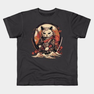 Japanese Samurai Cat Kids T-Shirt